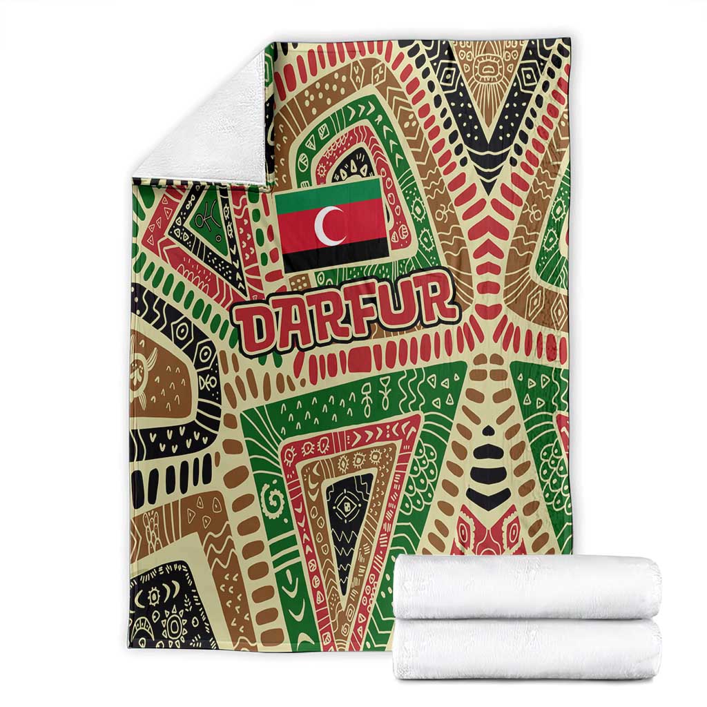 Darfur Sudan Blanket with Red Green Beige Tribal Pattern - Wonder Print Shop