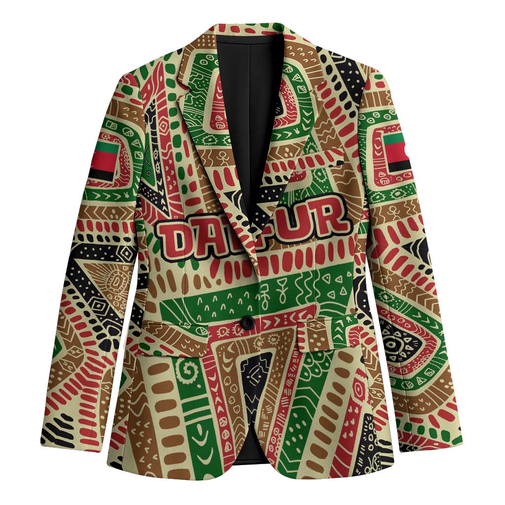 Darfur Sudan Blazer with Red Green Beige Tribal Pattern - Wonder Print Shop