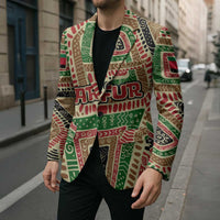 Darfur Sudan Blazer with Red Green Beige Tribal Pattern - Wonder Print Shop