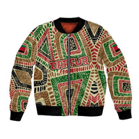 Darfur Sudan Bomber Jacket with Red Green Beige Tribal Pattern - Wonder Print Shop