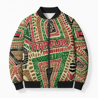 Darfur Sudan Bomber Puffer Jacket with Red Green Beige Tribal Pattern - Wonder Print Shop