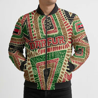 Darfur Sudan Bomber Puffer Jacket with Red Green Beige Tribal Pattern - Wonder Print Shop