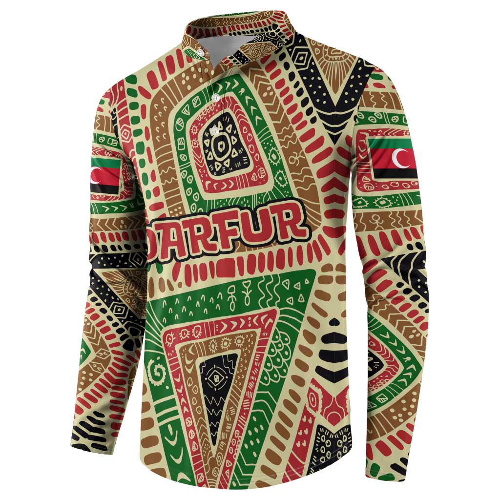 Darfur Sudan Button Sweatshirt with Red Green Beige Tribal Pattern - Wonder Print Shop