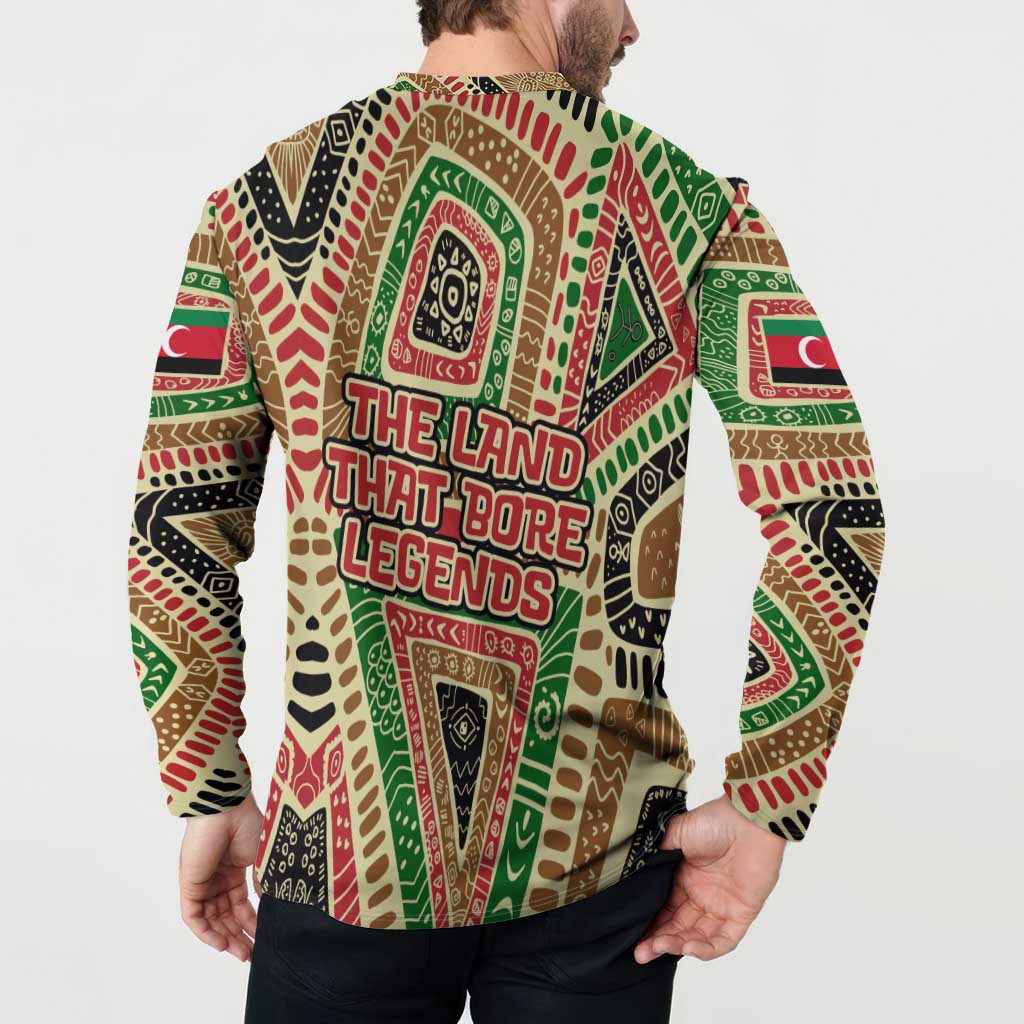 Darfur Sudan Button Sweatshirt with Red Green Beige Tribal Pattern - Wonder Print Shop