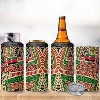 Darfur Sudan 4 in 1 Can Cooler Tumbler with Red Green Beige Tribal Pattern - Wonder Print Shop