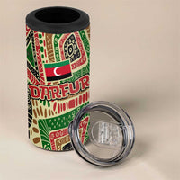 Darfur Sudan 4 in 1 Can Cooler Tumbler with Red Green Beige Tribal Pattern - Wonder Print Shop