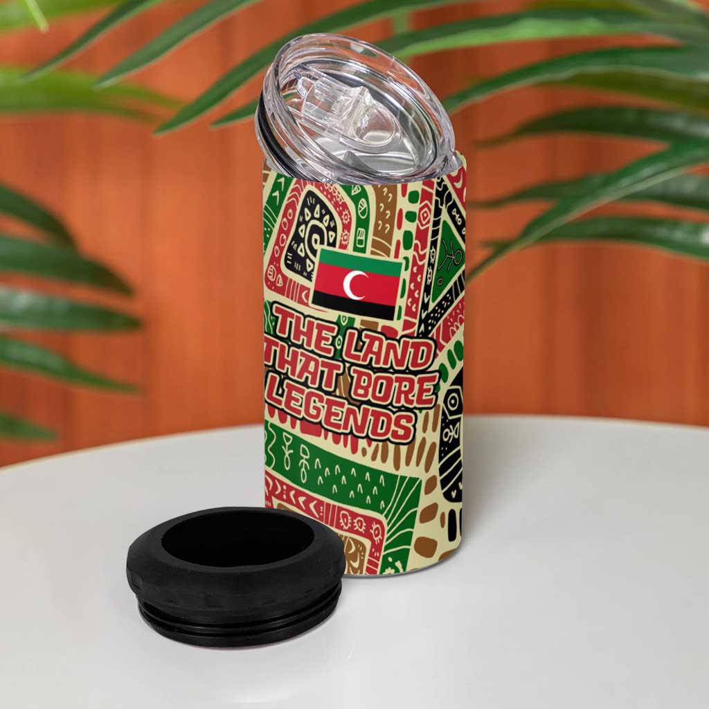 Darfur Sudan 4 in 1 Can Cooler Tumbler with Red Green Beige Tribal Pattern - Wonder Print Shop
