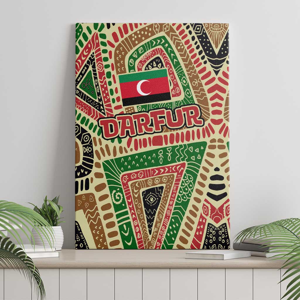 Darfur Sudan Canvas Wall Art with Red Green Beige Tribal Pattern - Wonder Print Shop