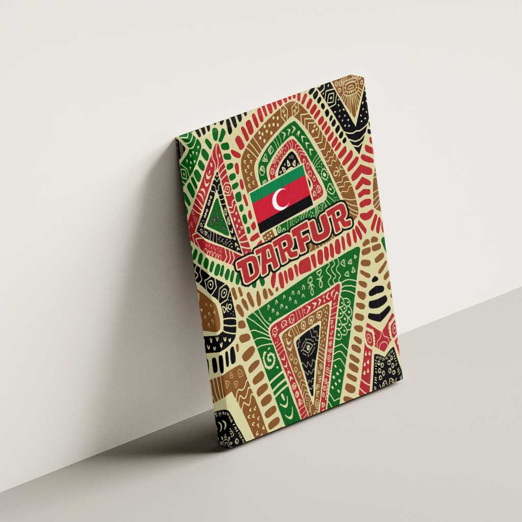 Darfur Sudan Canvas Wall Art with Red Green Beige Tribal Pattern - Wonder Print Shop