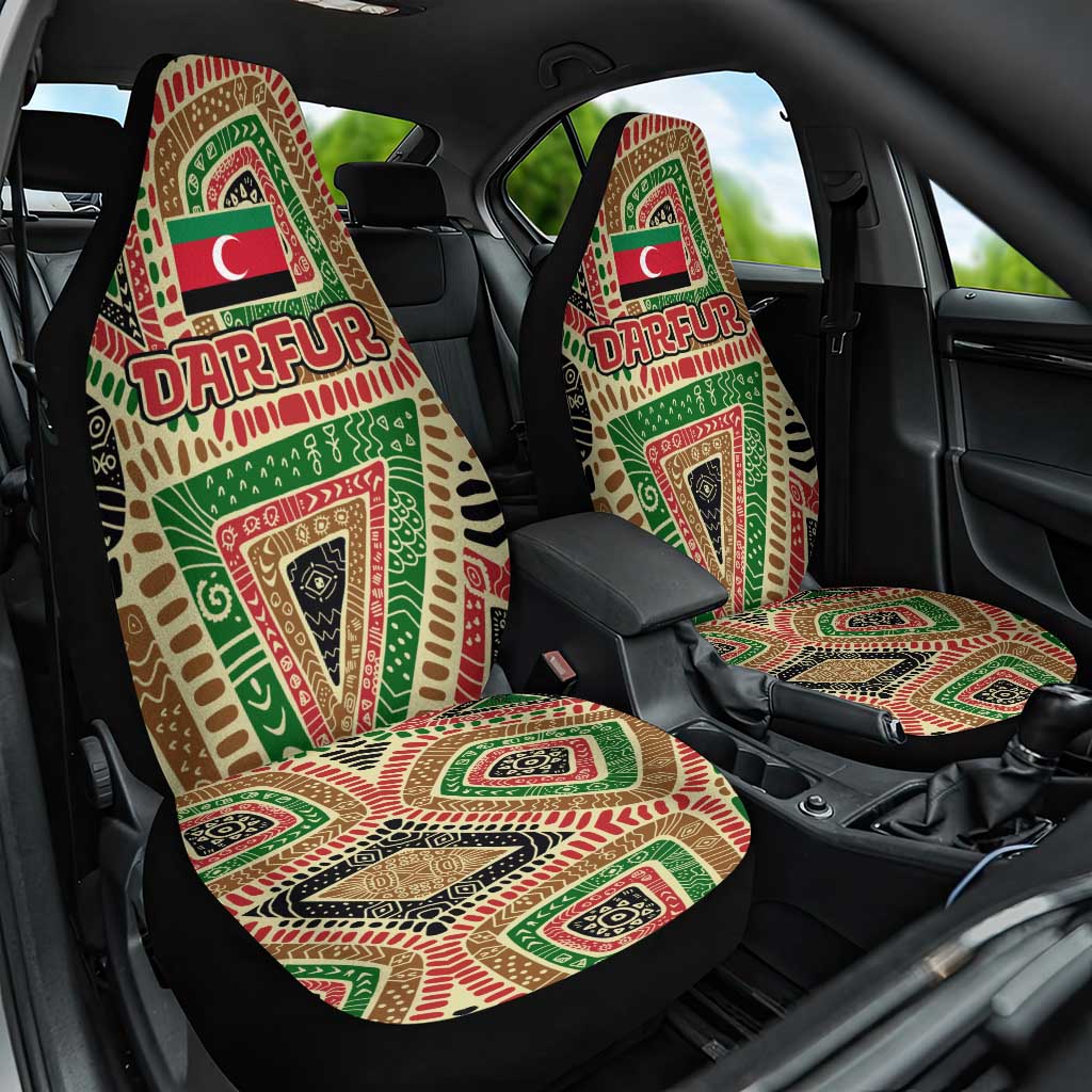 Darfur Sudan Car Seat Cover with Red Green Beige Tribal Pattern - Wonder Print Shop