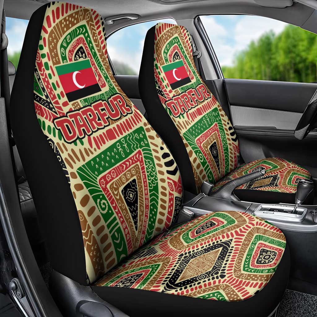 Darfur Sudan Car Seat Cover with Red Green Beige Tribal Pattern - Wonder Print Shop