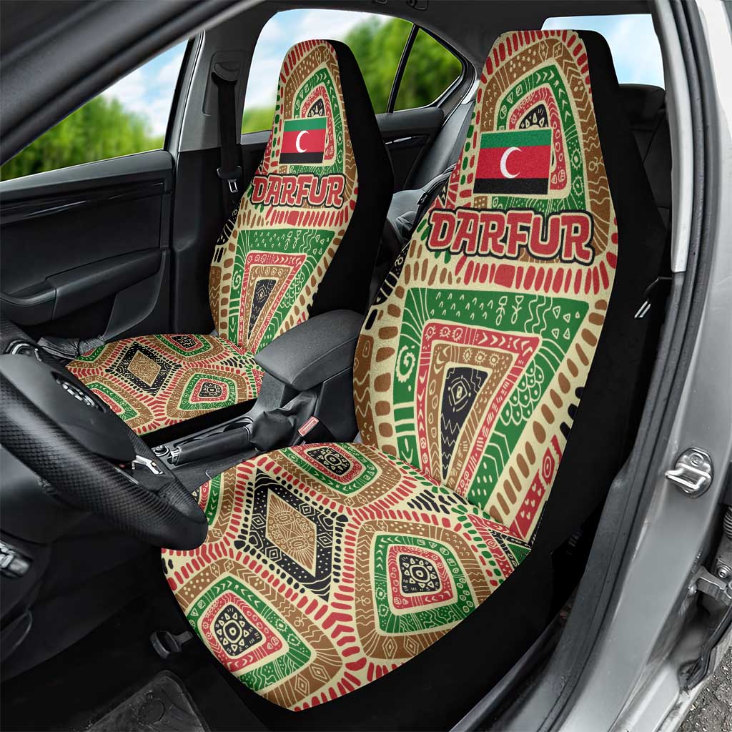 Darfur Sudan Car Seat Cover with Red Green Beige Tribal Pattern - Wonder Print Shop