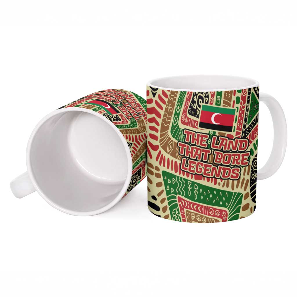 Darfur Sudan Ceramic Mug with Red Green Beige Tribal Pattern - Wonder Print Shop