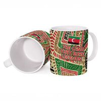 Darfur Sudan Ceramic Mug with Red Green Beige Tribal Pattern - Wonder Print Shop
