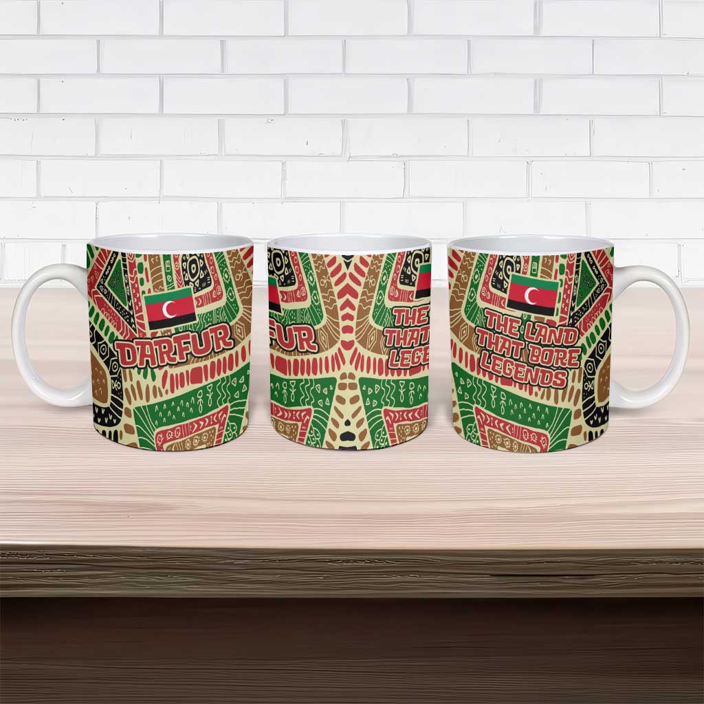 Darfur Sudan Ceramic Mug with Red Green Beige Tribal Pattern - Wonder Print Shop