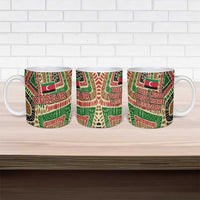Darfur Sudan Ceramic Mug with Red Green Beige Tribal Pattern - Wonder Print Shop