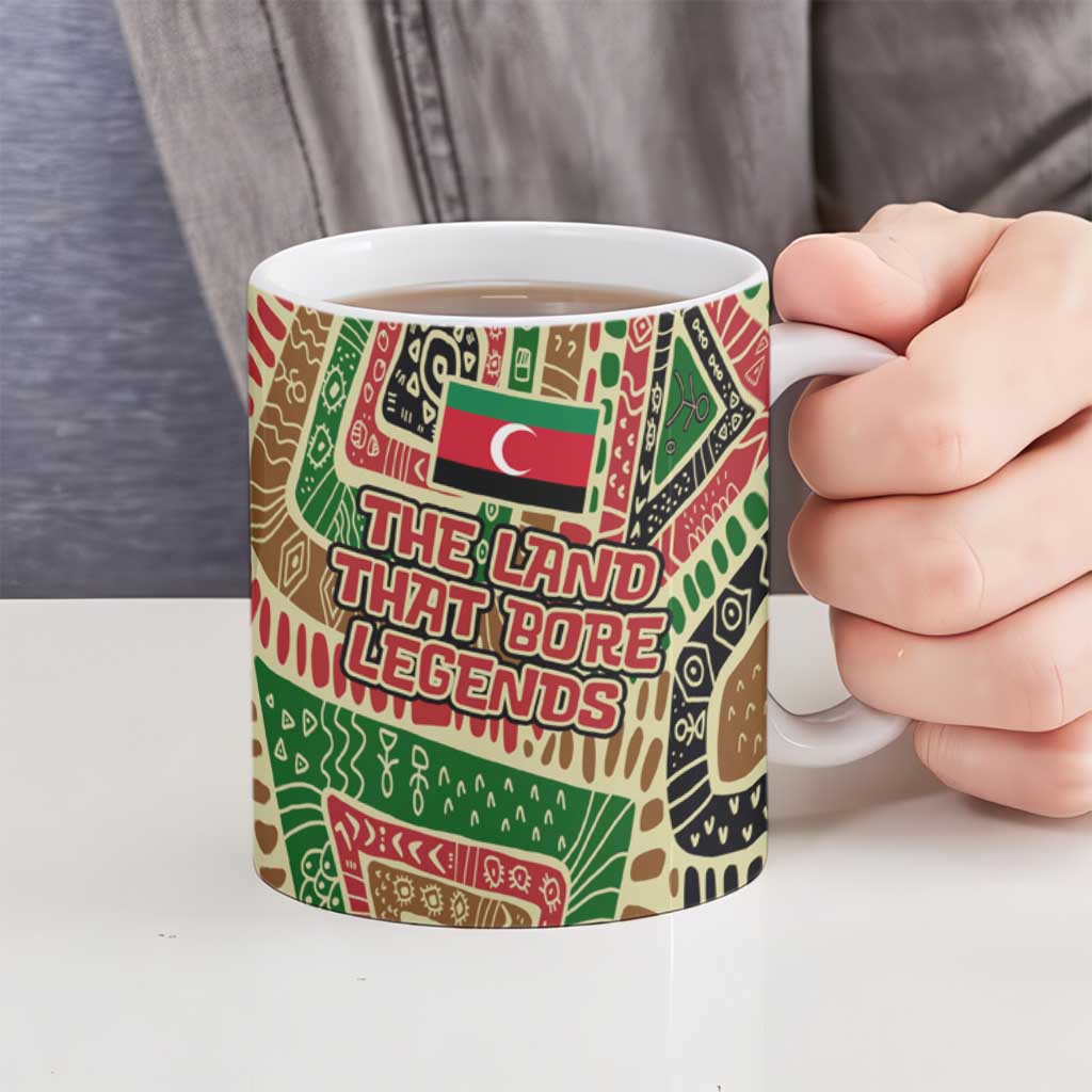 Darfur Sudan Ceramic Mug with Red Green Beige Tribal Pattern - Wonder Print Shop