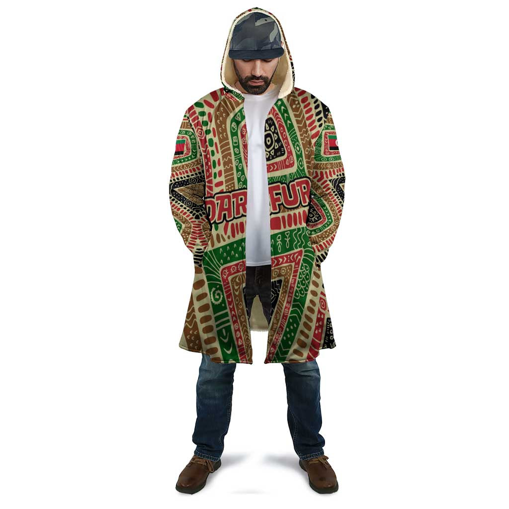 Darfur Sudan Cloak with Red Green Beige Tribal Pattern - Wonder Print Shop