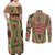 Darfur Sudan Couples Matching Off Shoulder Maxi Dress and Long Sleeve Button Shirt with Red Green Beige Tribal Pattern - Wonder Print Shop