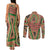 Darfur Sudan Couples Matching Tank Maxi Dress and Long Sleeve Button Shirt with Red Green Beige Tribal Pattern - Wonder Print Shop