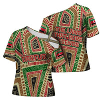 Darfur Sudan Cross Shoulder Shirt with Red Green Beige Tribal Pattern - Wonder Print Shop