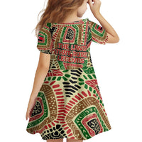 Darfur Sudan Family Matching Long Sleeve Bodycon Dress and Hawaiian Shirt with Red Green Beige Tribal Pattern - Wonder Print Shop