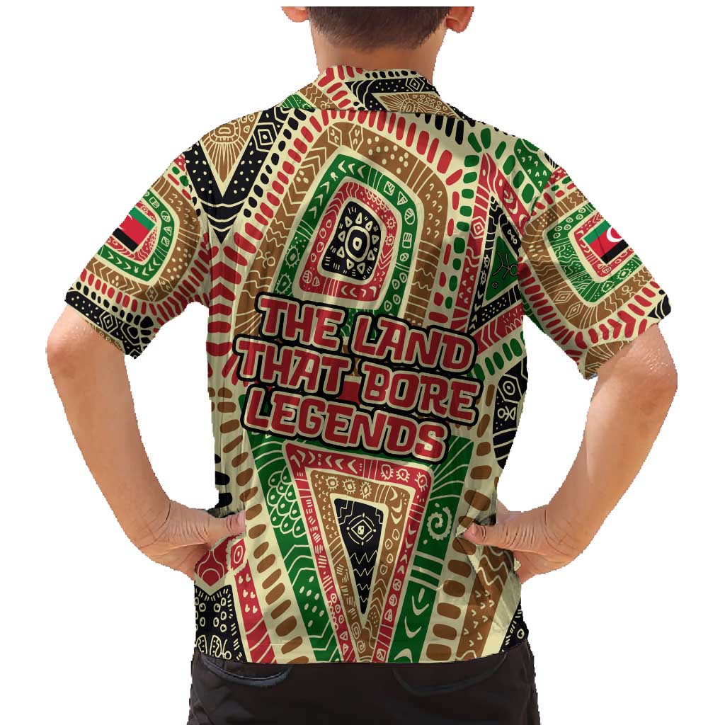 Darfur Sudan Family Matching Mermaid Dress and Hawaiian Shirt with Red Green Beige Tribal Pattern - Wonder Print Shop