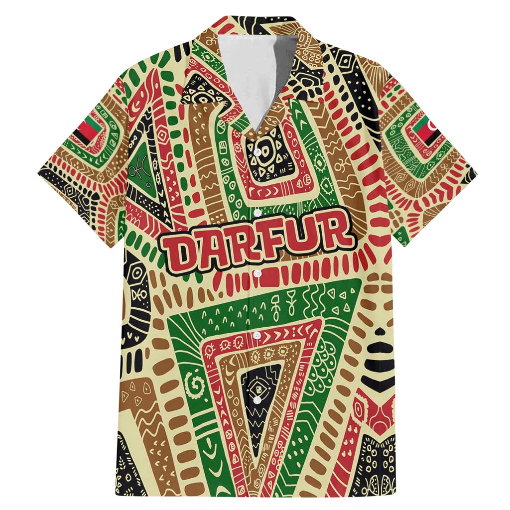 Darfur Sudan Family Matching Mermaid Dress and Hawaiian Shirt with Red Green Beige Tribal Pattern - Wonder Print Shop