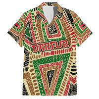 Darfur Sudan Family Matching Off The Shoulder Long Sleeve Dress and Hawaiian Shirt with Red Green Beige Tribal Pattern - Wonder Print Shop