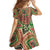Darfur Sudan Family Matching Off Shoulder Maxi Dress and Hawaiian Shirt with Red Green Beige Tribal Pattern - Wonder Print Shop