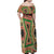 Darfur Sudan Family Matching Off Shoulder Maxi Dress and Hawaiian Shirt with Red Green Beige Tribal Pattern - Wonder Print Shop