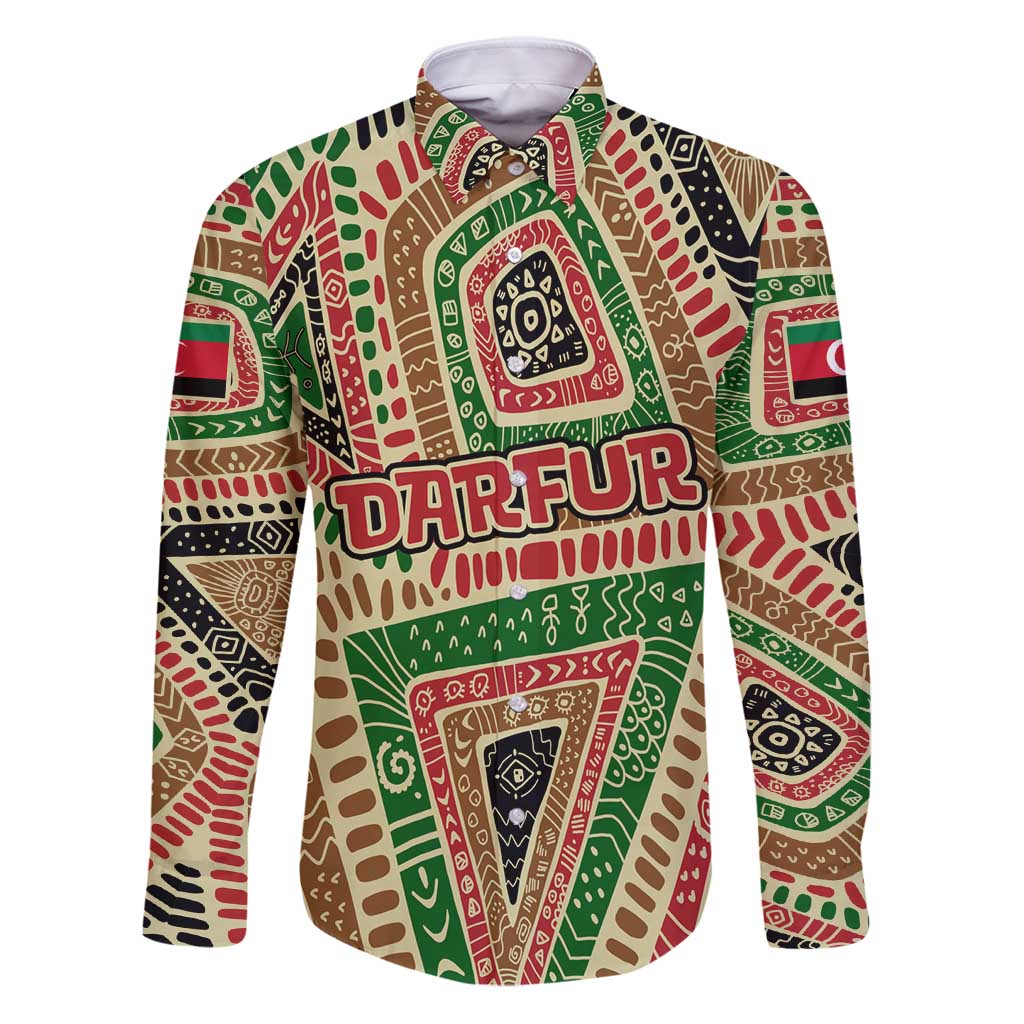 Darfur Sudan Family Matching Puletasi and Hawaiian Shirt with Red Green Beige Tribal Pattern - Wonder Print Shop