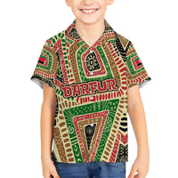 Darfur Sudan Family Matching Summer Maxi Dress and Hawaiian Shirt with Red Green Beige Tribal Pattern - Wonder Print Shop