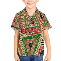 Darfur Sudan Hawaiian Shirt with Red Green Beige Tribal Pattern - Wonder Print Shop