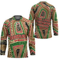Darfur Sudan Hockey Jersey with Red Green Beige Tribal Pattern - Wonder Print Shop