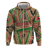 Darfur Sudan Hoodie with Red Green Beige Tribal Pattern - Wonder Print Shop