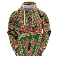 Darfur Sudan Hoodie with Red Green Beige Tribal Pattern - Wonder Print Shop