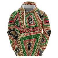 Darfur Sudan Hoodie with Red Green Beige Tribal Pattern - Wonder Print Shop