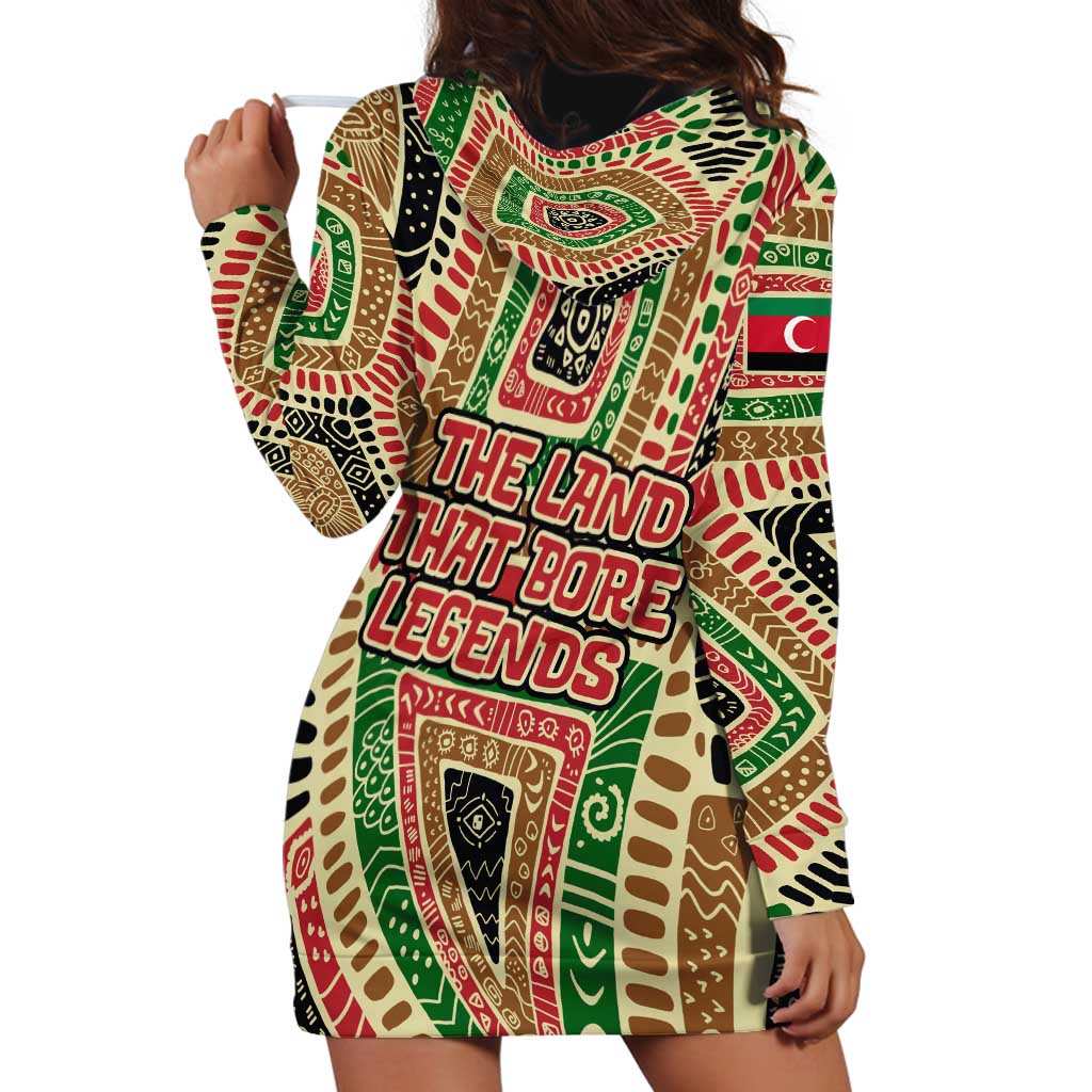 Darfur Sudan Hoodie Dress with Red Green Beige Tribal Pattern - Wonder Print Shop