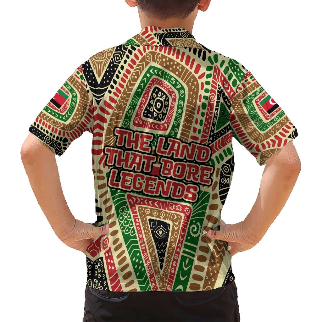 Darfur Sudan Kid Hawaiian Shirt with Red Green Beige Tribal Pattern - Wonder Print Shop
