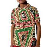 Darfur Sudan Kid Polo Shirt with Red Green Beige Tribal Pattern - Wonder Print Shop