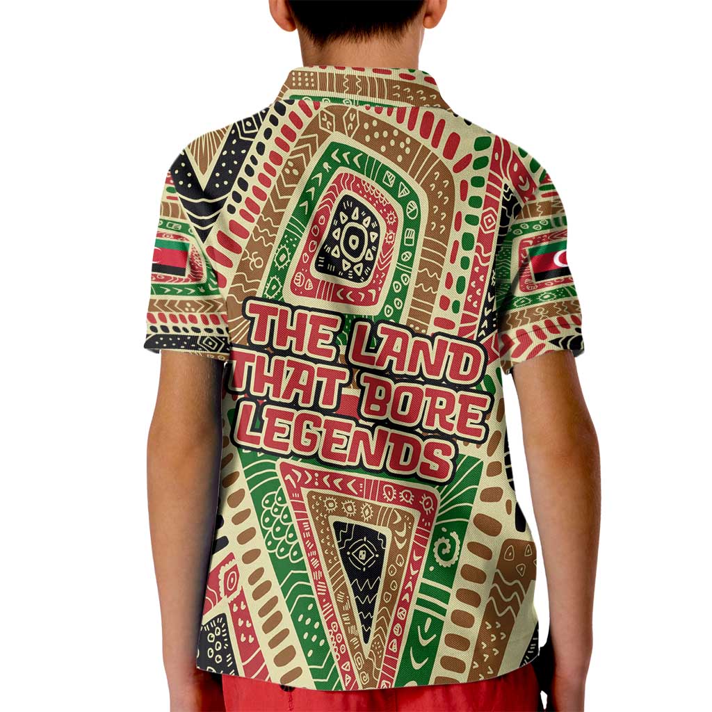 Darfur Sudan Kid Polo Shirt with Red Green Beige Tribal Pattern - Wonder Print Shop