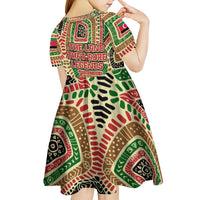 Darfur Sudan Kid Short Sleeve Dress with Red Green Beige Tribal Pattern - Wonder Print Shop