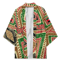 Darfur Sudan Kimono with Red Green Beige Tribal Pattern - Wonder Print Shop