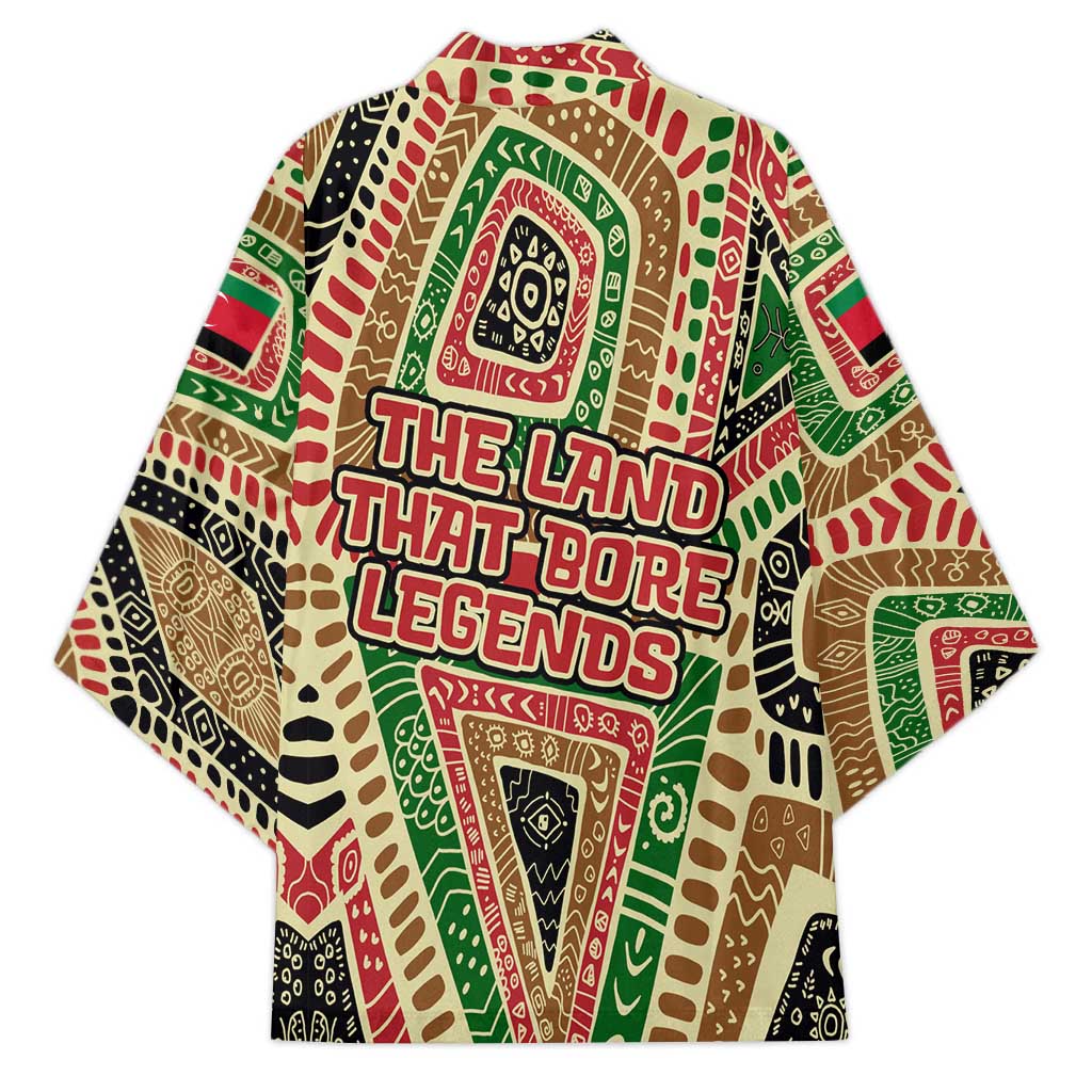 Darfur Sudan Kimono with Red Green Beige Tribal Pattern - Wonder Print Shop