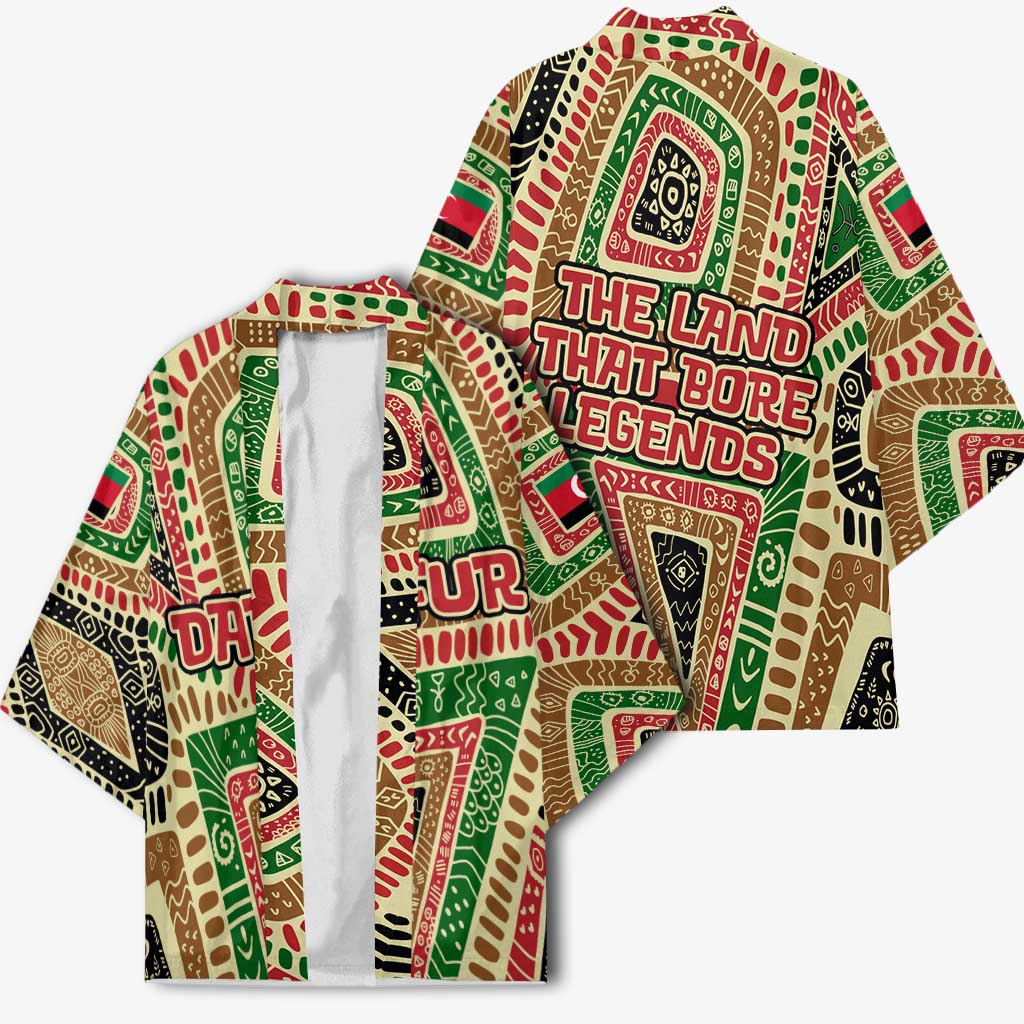 Darfur Sudan Kimono with Red Green Beige Tribal Pattern - Wonder Print Shop