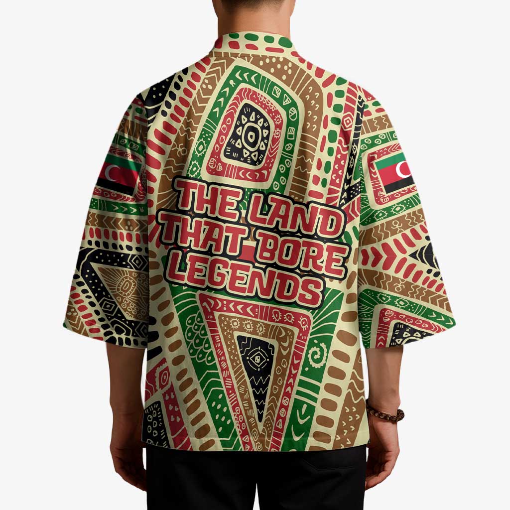 Darfur Sudan Kimono with Red Green Beige Tribal Pattern - Wonder Print Shop