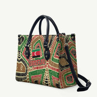 Darfur Sudan Leather Bag with Red Green Beige Tribal Pattern - Wonder Print Shop