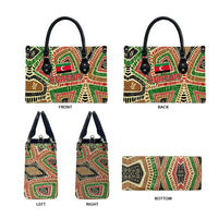 Darfur Sudan Leather Bag with Red Green Beige Tribal Pattern - Wonder Print Shop