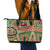 Darfur Sudan Leather Tote Bag with Red Green Beige Tribal Pattern - Wonder Print Shop